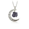 Natural Stone Crystal Necklace Vintage Ancient Plateado Negro