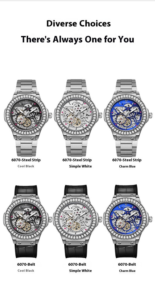 Reloj Mecánico Automático para Hombre con Movimiento Hueco y Diamantes - Image 16