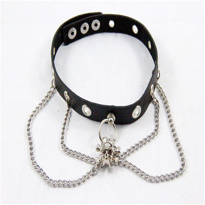 Collar de Cadena de Cuero Personalizado con Calavera Punk - Image 7