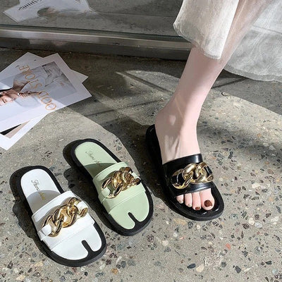 Sandalias Metalizadas con Cadena - Comodidad Desenfadada para Mujer - Image 13