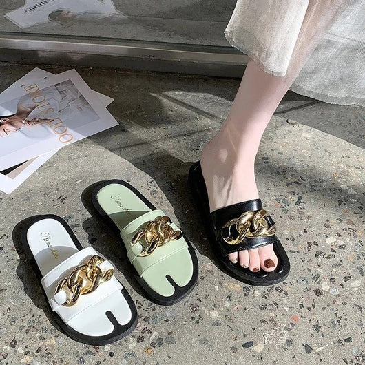 Sandalias Metalizadas con Cadena - Comodidad Desenfadada para Mujer - Image 13