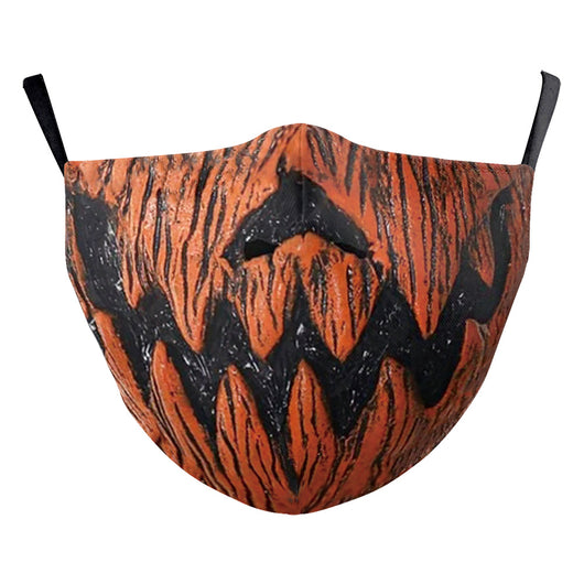 White ear hook dust mask with a black and white clown face design, featuring a wide stitched smile. - Image 12