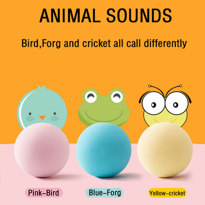 Pink pet gravity voice ball with a pull tab, packaged in a pink box with a cartoon bird design and musical notes. Includes a small bag of catnip. - Image 8