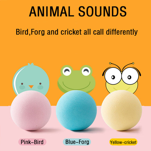 Pink pet gravity voice ball with a pull tab, packaged in a pink box with a cartoon bird design and musical notes. Includes a small bag of catnip. - Image 8