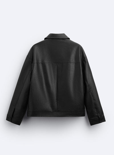 Chaqueta de Cuero Sintético Cuadrada para Hombre - Image 12