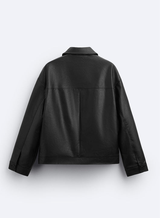Chaqueta de Cuero Sintético Cuadrada para Hombre - Image 12
