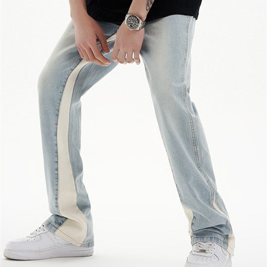 Pantalones Vaqueros Casuales con Diseño Patchwork para Hombre