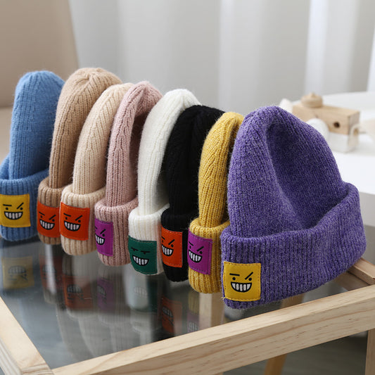 Gorro Tejido Infantil Colores Pastel con Etiqueta Expresiva - Estilo Coreano - Image 2