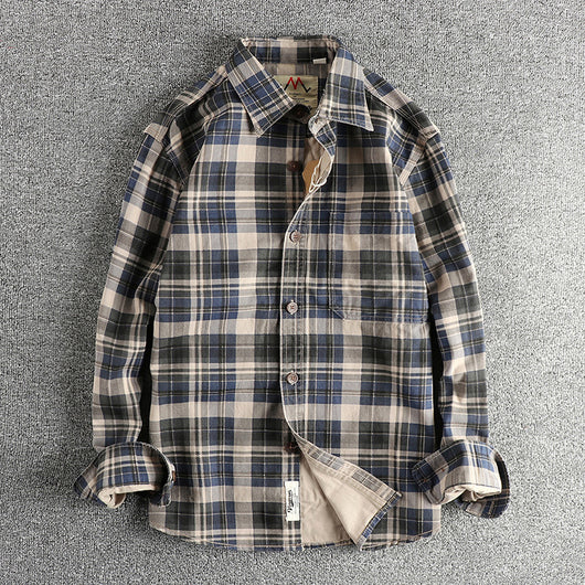 Camisa de Cuadros Manga Larga Texturizada para Hombre - Estilo Casual Lavado - Image 5