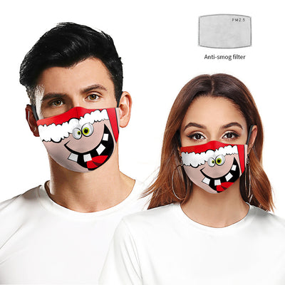 Christmas dust mask with a digital print of happy cats wearing festive Santa hats, elf hats, and mistletoe headbands. - Image 21