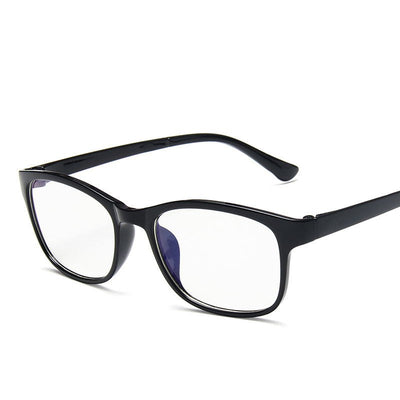 Red and black rectangular anti-blue light glasses with clear lenses, shown at an angle on a white background. - Image 5