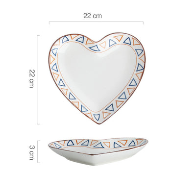 Plato Decorativo Pintado a Mano con Formas de Corazón y Cuadrado para Dumplings - Image 9