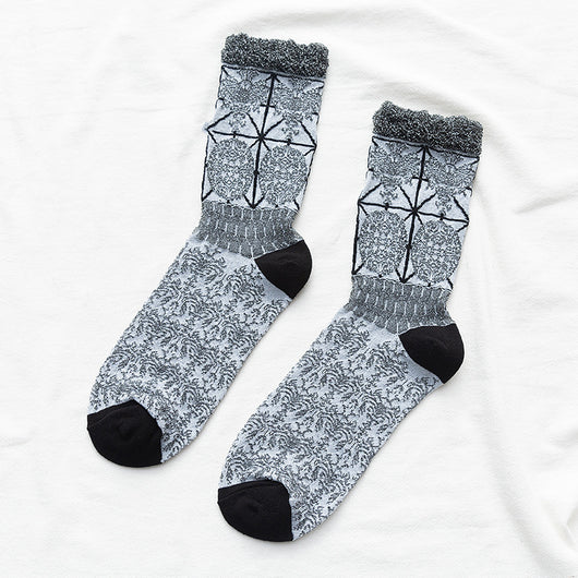 Calcetines Étnicos Retro con Estampado Floral para Mujer - Image 7