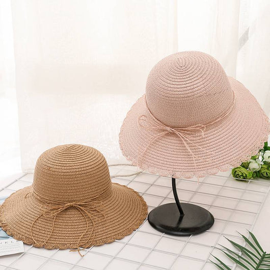 Sombrero de Paja Plegable con Encaje y Mariposas para Verano - Image 12