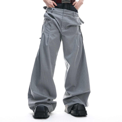 Pantalones Denim Crudo con Diseño de Rayas en Cintura y Costura Artesanal Unisex