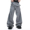 Pantalones Denim Crudo con Diseño de Rayas en Cintura y Costura Artesanal Unisex