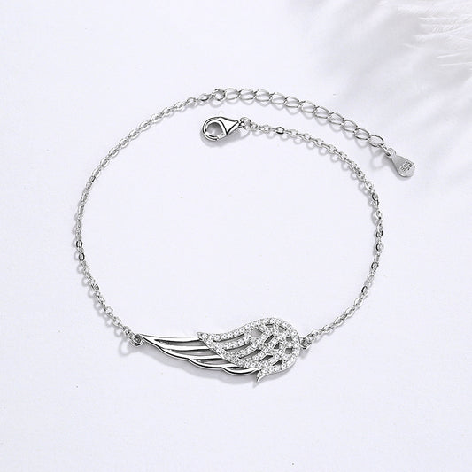 Pulsera de alas de ángel en plata 925 para mujer