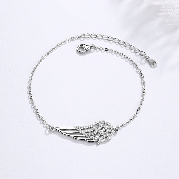 Pulsera de alas de ángel en plata 925 para mujer