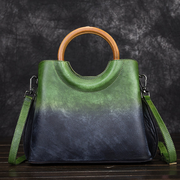 Bolso de Cuero Gamuza Pintado a Mano - Diseño Retro Artesanal