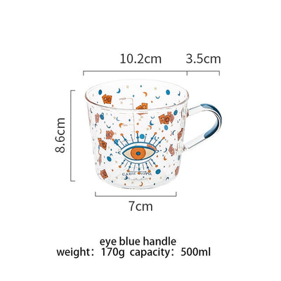 Vaso de Vidrio Gran Capacidad con Escala de Medición Diseño Cielo Estrellado