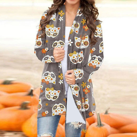 Abrigo Casual Versátil con Temática Halloween para Mujer - Image 19