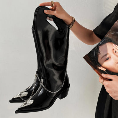 Botas Anchas para Mujer con Cadena Metálica - Image 5