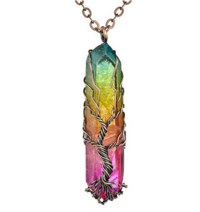 Collar Árbol de la Vida en Cristal Blanco