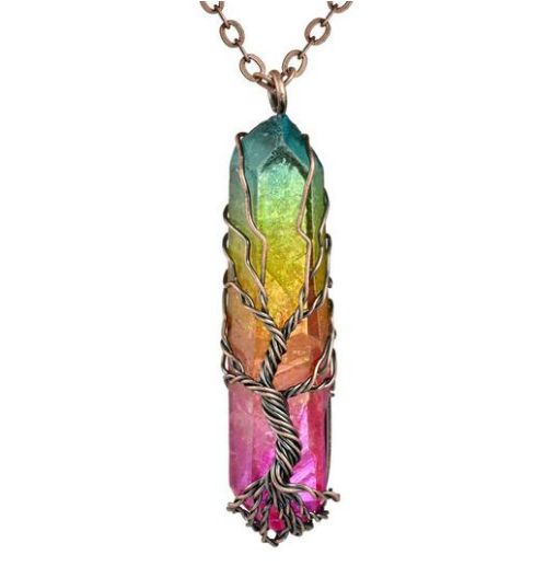 Collar Árbol de la Vida en Cristal Blanco