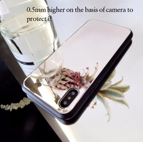 Funda Espejo para iPhone X, 7/8 Plus - Carcasa de Cristal para Selfies y Maquillaje - Image 2
