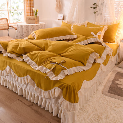 Juego de Cama Lujo Nude Princesa Durmiente con Encaje Floral - Juego de 4 Piezas - Image 16
