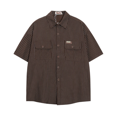 Camisa de Manga Corta con Rayas Verticales para Hombre