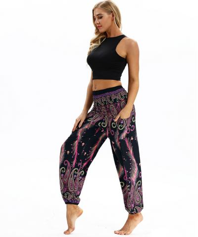 Pantalones Harem Estampados Digitales con Cintura Elástica Suelta - Image 28