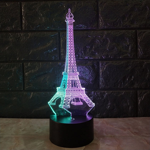 Lámpara 3D Torre Eiffel con Luz Nocturna Táctil y Colores Cambiantes