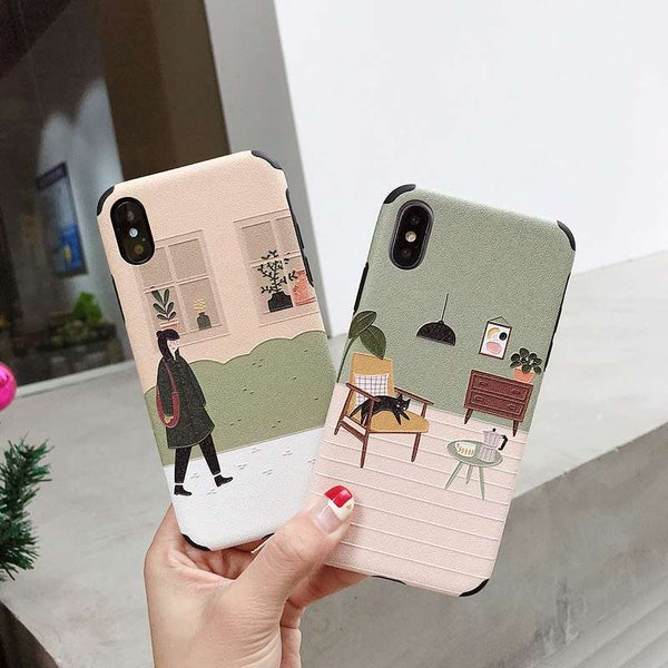 Funda Protectora Anticaídas con Gato en Relieve Estilo Literario