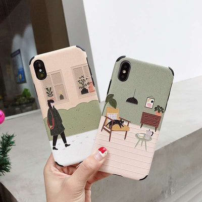 Funda Protectora Anticaídas con Gato en Relieve Estilo Literario