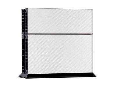 PS4 console and two controllers with a tan and beige carbon fiber sticker applied, featuring a woven pattern. - Image 2