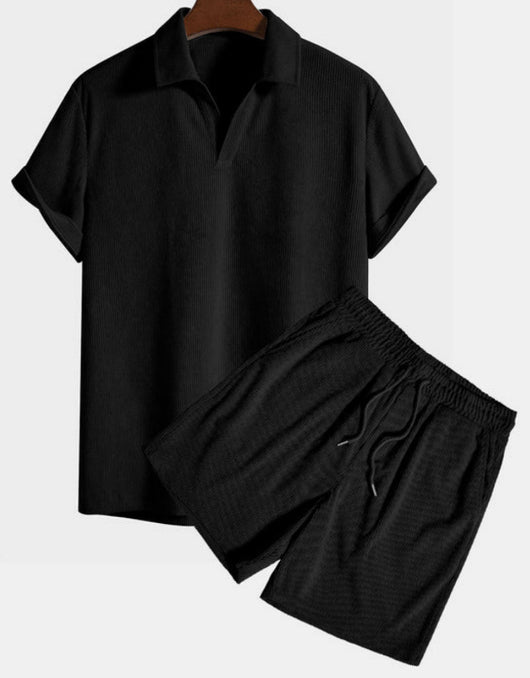 Conjunto de Playa Casual Dos Piezas en Pana Multicolor con Manga Corta - Image 7