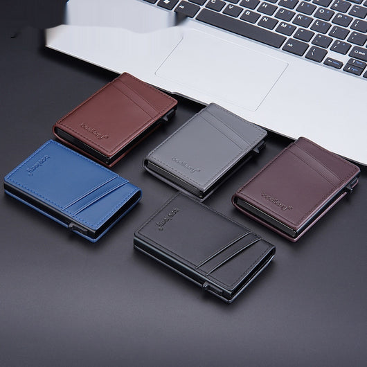 Cartera Minimalista de Aluminio con Sistema de Extracción Lateral para Hombre