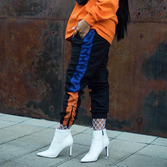 Pantalones a Rayas Azul y Naranja