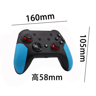 Black wireless gamepad with blue left grip and red right grip, featuring dual analog sticks and face buttons. - Image 5