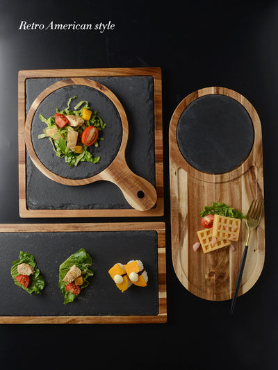 Plato de Madera para Pizza - Tabla Redonda de Madera Negra - Image 6