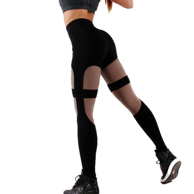 Pantalones de yoga para mujer con panel de malla - Image 17