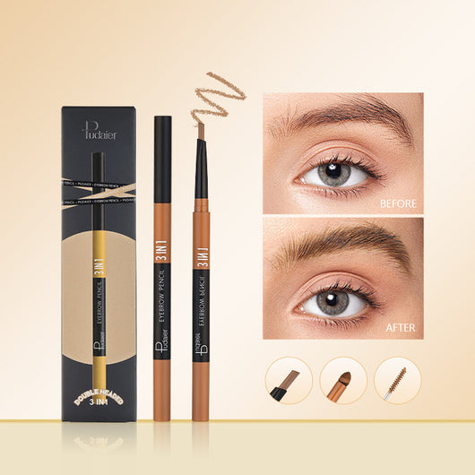 Lápiz de Cejas Triangular Doble Punta Impermeable 3 en 1