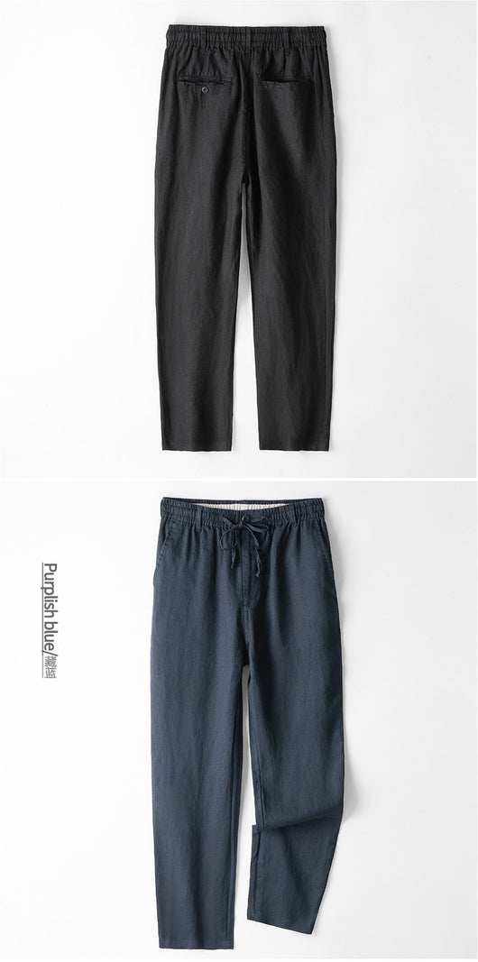 Pantalones de Lino Hombre Talla Grande Cintura Elástica Ajuste Suelto - Image 10