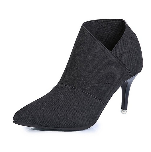 Botas Cortas Tacón Stiletto Punta Aguda Estilo Retro Elegante para Mujer - Image 10
