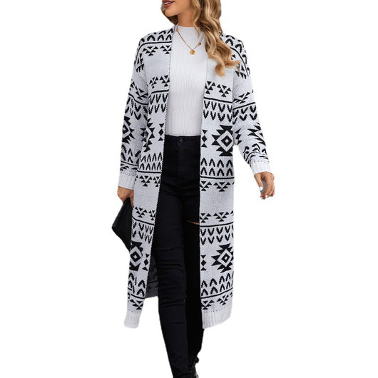 Cardigan Tejido Jacquard - Suéter Casual de Punto Largo - Image 5