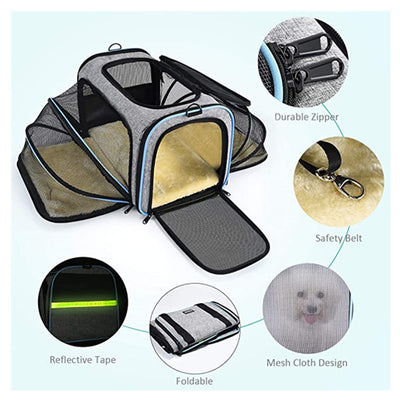 Transportín Expandible para Gatos y Perros Aprobado por Aerolíneas