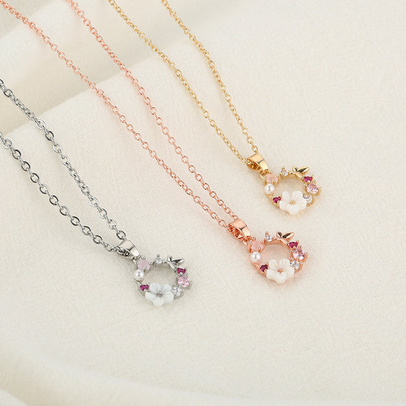 Collar Garland de Rosas en Oro Rosado