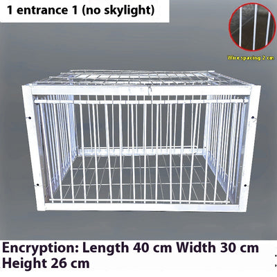 White wire pigeon cage with two side entrances and a skylight, measuring 60x40x26 cm with 2cm wire spacing. - Image 22