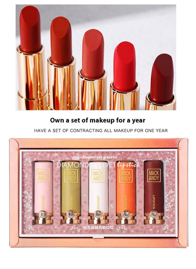 Kit de 5 Labiales Macaron Diamond Velvet - Colores Intensos y Larga Duración - Image 13